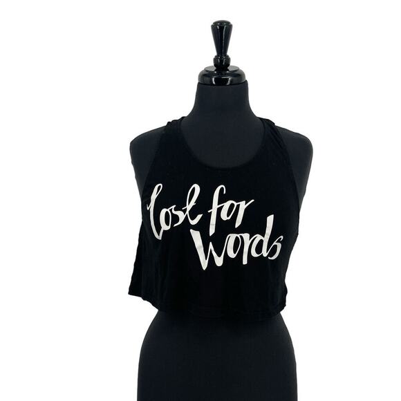 H&M Divided Women’s Black “Lost for Words” Racerback Crop Graphic Tank Top Sz S - Picture 8 of 10